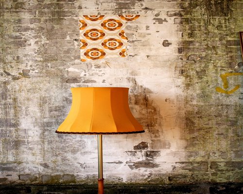 Living room with a floor lamp turned on